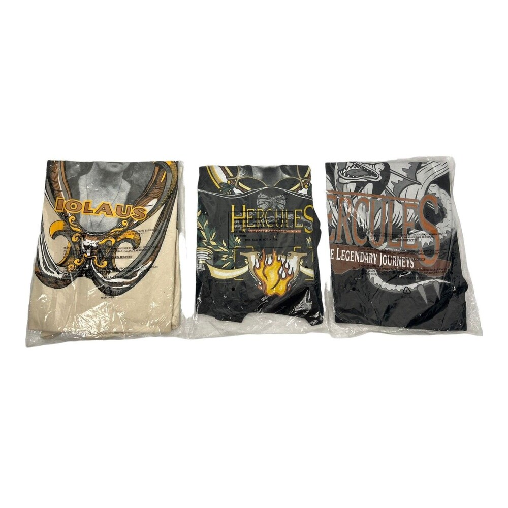Vintage Hercules Lolaus Kevin Sorbo Three Headed Dragon 3 T-shirts Sz XL Sealed